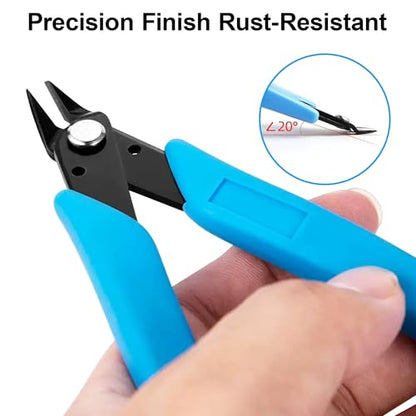 Micro Wire Cutters Precision Flush Cutter Pliers for Jewelry Making Electronics Craft 5 Inch Mini Side Cutting Nippers for Zip Ties Plastic Models and Hobby Projects Light Blue