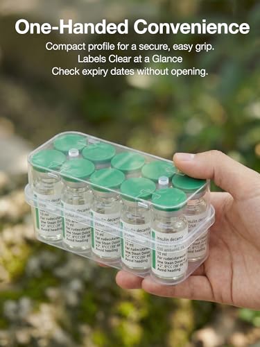 SUNMON 10 Slot Peptide Case for Fridge, 10ml Vial Storage Case for Refrigerator, 10ml Insulin Vial Holder for Diabetic Care (1 Pcs) - size: 10ml-10 Slot