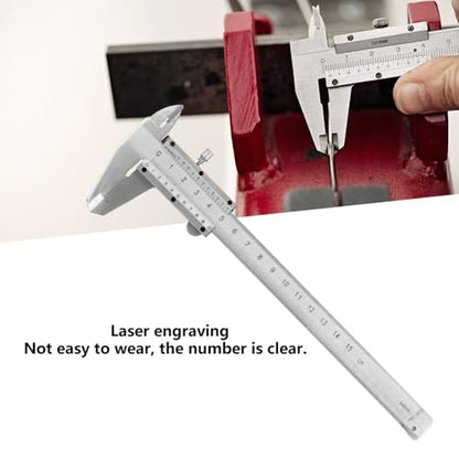 6IN Vernier Caliper,Carbon Steel Metric 0-150mm Manual Micrometer Caliper,0.02mm Accuracy Measuring Tool for Inside,Outside,Depth & Step Size
