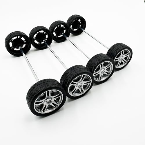 10PCS Toy Car Wheels 32mm Rubber Tire Wheels with Metal Shaft for RC Car Truck DIY Model Toy Wheel Replacement Accessories (2.5x32mm) - style: 2.5x32mm