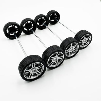 10PCS Toy Car Wheels 32mm Rubber Tire Wheels with Metal Shaft for RC Car Truck DIY Model Toy Wheel Replacement Accessories (2.5x32mm) - style: 2.5x32mm