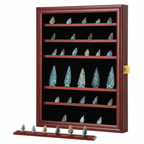 KCRasan Arrowhead Display Case Native American Arrowhead Shadow Box, Large - size: Large Mahogany