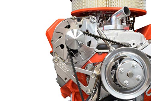 ICT Billet SBC Billet Alternator Bracket Adjustable LWP Small Block Chevy Kit 305 327 350 383 5.0L 5.7L V8 Eight Cylinder Long Water Pump Carburetor V Belt Compatible with Chevrolet 551411
