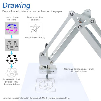 Freenove Robot Arm Kit for Raspberry Pi, High Accuracy, Stepper Motor, Metal Structure, Clamping Mode, Drawing Mode, Record and Replay, App Control (Raspberry Pi NOT Included)