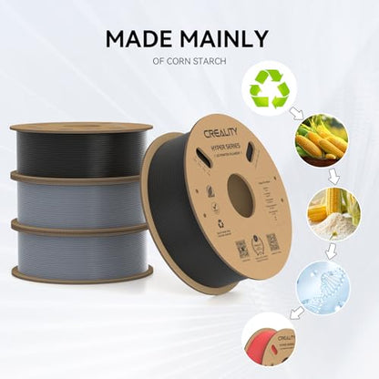 Creality Hyper PLA Filament 1.75mm, 30-600mm/s High Speed 3D Printer Filament, Dimensional Accuracy +/-0.02mm, Fit Most FDM 3D Printers, 4 Pack 1kg Spool(2.2lbs), Black & Grey - color: Black & Grey