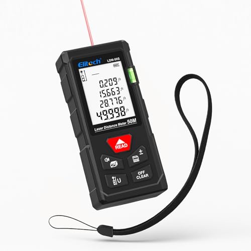 Elitech Laser Tape Measure, 165ft Laser Distance Meter with Bubble Level - size: Basic: Red Laser, Single Bubble