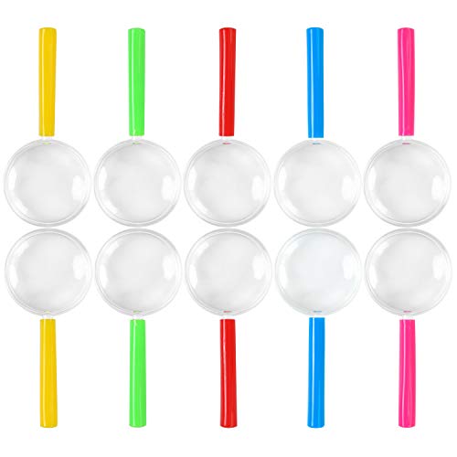 Elcoho 30 Pack Plastic Magnifying Glasses 3X Colorful Magnifying Glasses Party Favors with a Storage Bag, 5 Colors