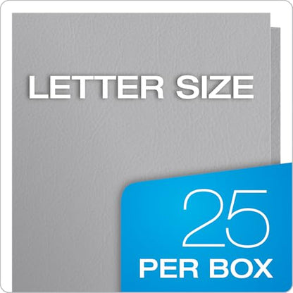 Oxford Twin-Pocket Folders, Textured Paper, Letter Size, Gray, Holds 100 Sheets, Box of 25 (57505EE) - color: Gray, size: 25 Count (Pack of 1)