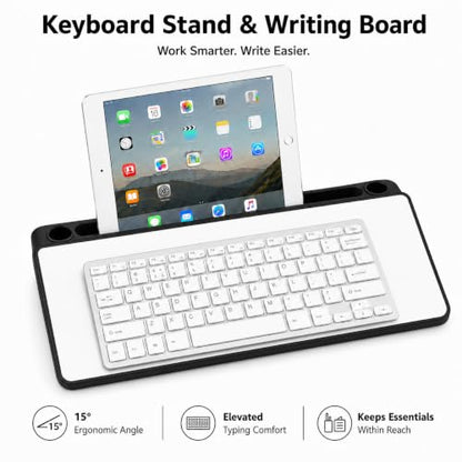 Glass Desktop Whiteboard,Dry Erase Board Buddy Keyboard Stand - color: Black