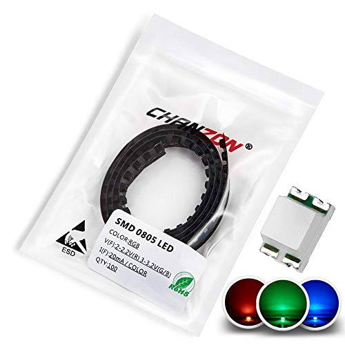 CHANZON 100 pcs SMD 0805 (2mm x 1.2mm) RGB Multicolor LED Diode Lights 20mA - color: K) Rgb (100pcs)