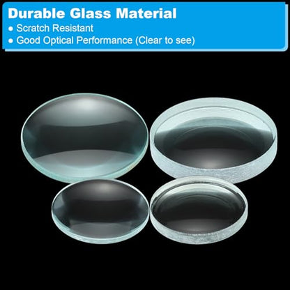 PATIKIL Convex Lens, 50-75 100-100mm Focal Length 30/50mm (1.18/1.97") Diameter Round Glass Magnifying Telescope Lens Trial Set Ground Edge for Lab Physics Class Optics, 4 Pcs - size: 50/-75/100/-100mm FL, 30/50mm Dia.