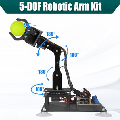 Adeept 5DOF Robotic Arm, Programmable DIY Coding Kit for Arduino IDE - color: Wooden