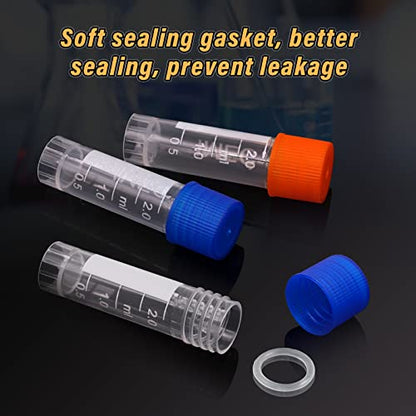 100 Pcs 2ml Plastic Vials with Caps - Lab Vials & Test Tubes with Lids
