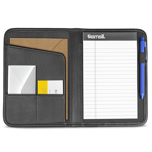 Samsill Professional Padfolio, Faux-Leather Mini Portfolio, with 5 x 8 Writing Pad, Black - size: Mini - 5 x 8 inches, style: Padfolio