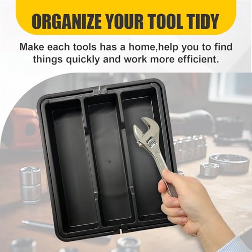 Tool Organizer Tray, 13"-22" Expandable Tools Box (Black)
