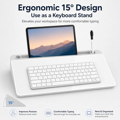 Glass Desktop Whiteboard,Dry Erase Board Buddy Keyboard Stand - color: White