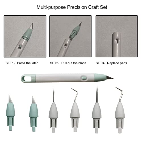 Corey-z Craft Vinyl Weeding Tools Set Precision Carving Hobby Knife Pen Coming With Additional Blades and Weeder Removal Tool for Cricut Basic Weeding Tools for Art, Scrapbooking, Cutter and DIY