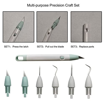 Corey-z Craft Vinyl Weeding Tools Set Precision Carving Hobby Knife Pen Coming With Additional Blades and Weeder Removal Tool for Cricut Basic Weeding Tools for Art, Scrapbooking, Cutter and DIY