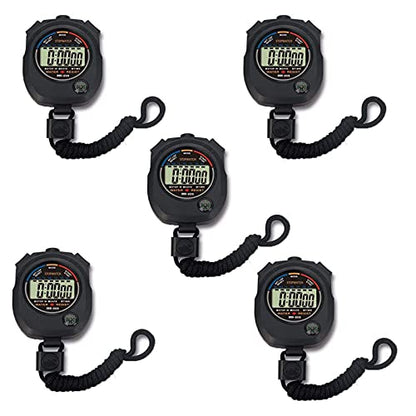 Multi-Function Electronic Digital Sport Stopwatch Timer, Large Display with Date Time and Alarm Function,Suitable for Sports Coaches Fitness Coaches and Referees (5pack) - style: 5pack