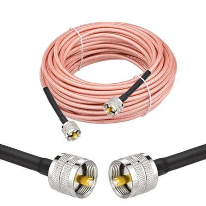 Superbat RG142 Coaxial Cable, CB Coax Cable, 50ft UHF PL259 Male to Male Low Loss CB Antenna Cables, 50 Ohm for HAM Radio, Antenna Analyzer SWR Meter - size: 50ft