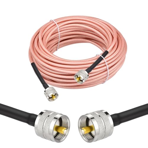Superbat RG142 Coaxial Cable, CB Coax Cable, 50ft UHF PL259 Male to Male Low Loss CB Antenna Cables, 50 Ohm for HAM Radio, Antenna Analyzer SWR Meter - size: 50ft