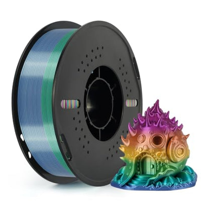 kingroon Rainbow PLA Filament 1.75mm, 5 Colors Fast Color Change Silk PLA 3D Printer Filament, Shiny Smooth Multicolor Filament with +/- 0.02mm Accuracy, 1kg Spool(Candy) - color: 1kg Rainbow Silk Pla Candy