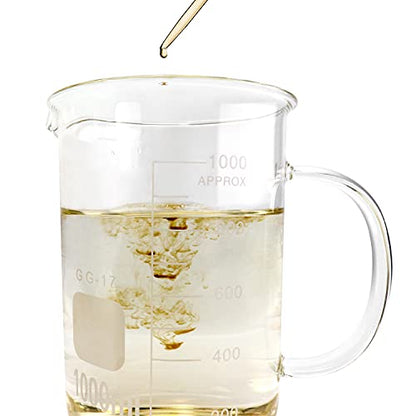 QWORK Beaker with Handle, 1000ml/33.81oz Measuring Cup, Borosilicate Glass,Beaker Mug with Pouring Spout (Pack of 2) - size: 1000 ml (Pack of 2)