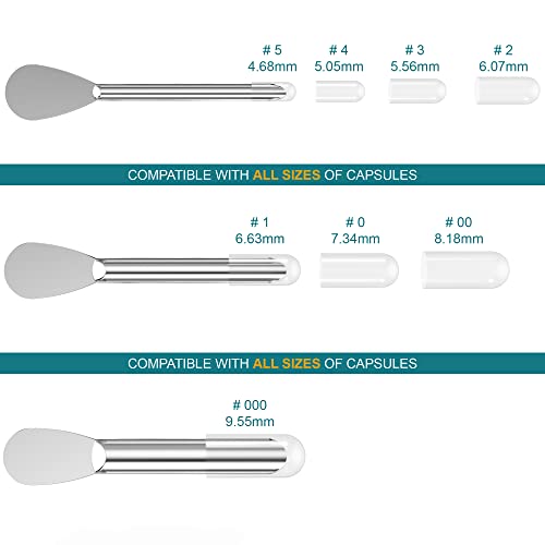 Capsule Filling Machine Spoons, Pill Filler Tools for All Sizes # 000-5 - color: #000 00 0 1 2 3 4 5