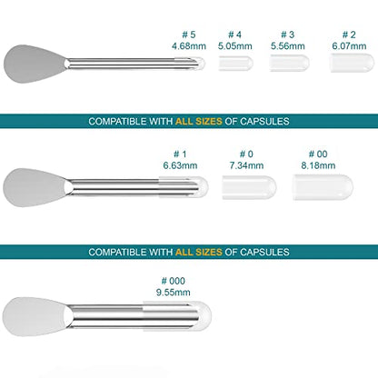 Capsule Filling Machine Spoons, Pill Filler Tools for All Sizes # 000-5 - color: #000 00 0 1 2 3 4 5