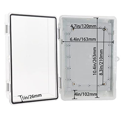 Waterproof Outdoor Electrical Box Junction Box Weatherproof IP67 ABS Plastic Enclosure Switch Router Project Box with Mounting Plate with Wall Bracket 2 Cable Glands Clear 11.4"x7.5"x5.5" - color: Clear, size: 11.4" x 7.5" x 5.5" 1pc
