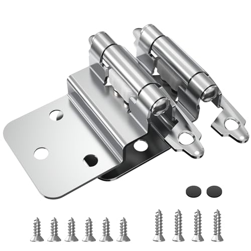 Chibery 3/8 Inch Inset Cabinet Hinges, 25 Pairs(50 Pack) Self Closing Flush Face Mount Hinges with Door Bumper, Variable Decorative Hardware for Bathroom, Furniture, Kitchen Cabinet Doors, Chrome - color: Polished Chrome