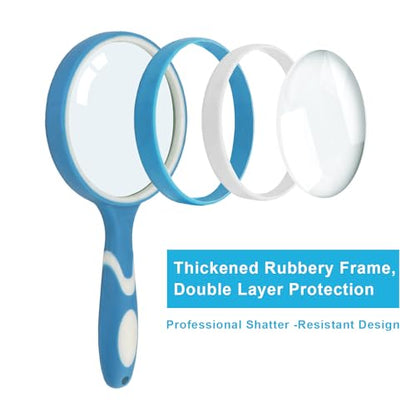 Rongon 10X Handheld Magnifying Glass, 100MM Large Reading Magnifier (Blue) - color: Blue