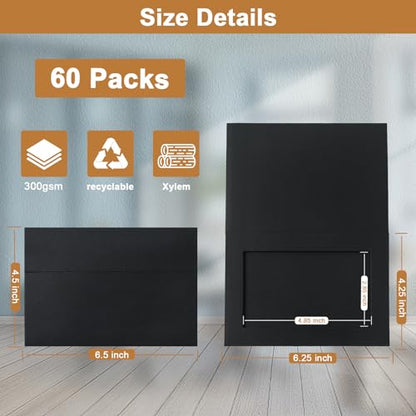 Silunkia 60 Packs Black Photo Frame Cards with Envelopes for 4 x 6 Picture - color: Black, size: 4x6