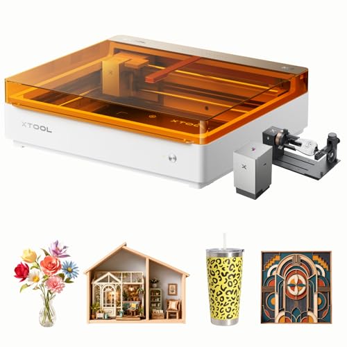 xTool M2 10W Color Craft Laser Engraver, with Dual Cameras, CMYK Inkjet Printer, RA3 Lite Rotray, Class 1 Enclosed Safe Laser Engraving Machine for Wood, Leather, Felt, Fabric, Paper, DIY Crafts - color: M2 Basic + CMYK Inkjet + RA3 Lite, size: 10W