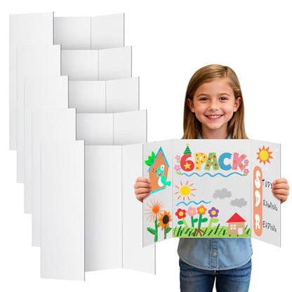 Cosweet 6 Pack Small Trifold White Poster Board 21" x 14" - size: 21x14in