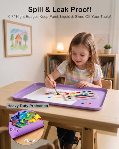 Silicone Art Mat for Crafts with Raised Sides to Stay Tidy, 24" x 16" - color: Puple, size: 24" x 16"