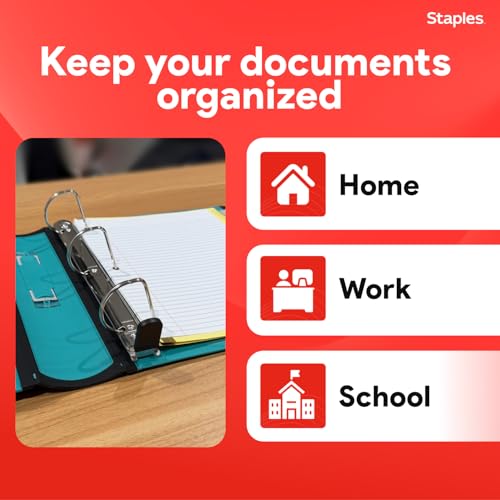 Staples Better Binder, 2-Inch D-Ring View, Teal, 540 Sheets - color: Teal, size: 2-Inch