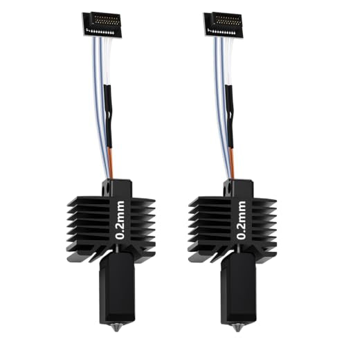 2PCS 0.2mm P1S P1P Hotend, Upgraded All-Metal Hardened Steel Nozzle Hotend Pre-Assembled with 24V 48W Ceramic Heater & High-Temp Thermistor Replacement Hot end for Bambu Lab P1 Series 3D Printers - size: 0.2mm