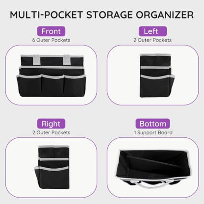 Craft Organizer Tote Bag, Art Supply Storage Bag for Art Supplies - color: Black & Gray (6.5"D x 13"W x 8.5"H)