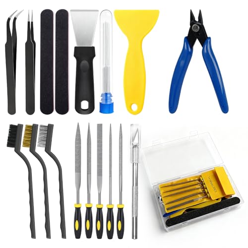 36Pcs 3D Printer Tools Kit with Transparent Storage Box, 3D Printer Accessories with Cutter, Tweezers, Scrapers, Brushes, Metal Files and Grinding Rods for 3D Printing Tasks and Cleaning
