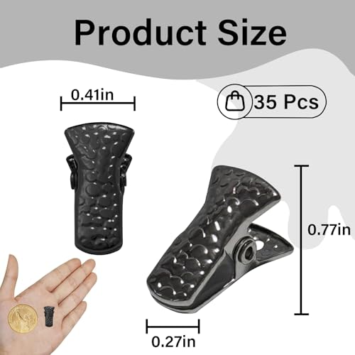 35 Pack Mini Metal Alligator Clips for Crafts Non-Slip Silicone-Coated Retro DIY Badge Small Spring Clips (Deep Black) - color: Deep Black