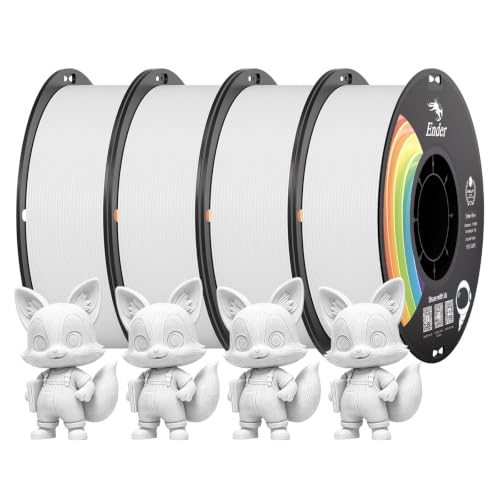 Creality 3D Printer Filament PLA 1.75mm 4KG, Upgrade PLA+ Filament Strong Toughness No-Tangling Vacuum Packaging 3D Printing Filament Fit Most 3D Printers - color: Pla+-4*white