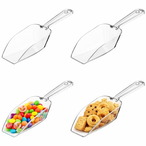 Hestya 4 Pcs Multi Purpose Clear Plastic Scoops for Candy Buffet, 6.69 Inch