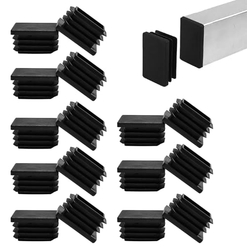 16 Pack 1-3/16"X13/16 Black Rectangular Tube End Cap Plastic Plugs - color: Black, size: 1-3/16"X13/16"-16 pcs