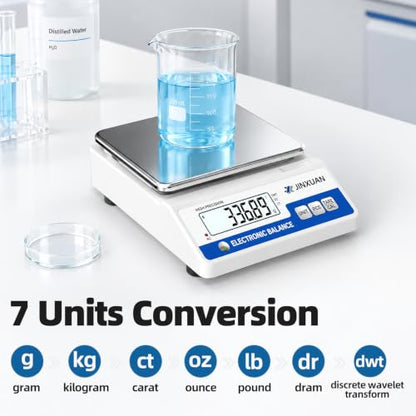 Lab Scale Gram Scale 0.01g Accuracy 1000 Gram Digital Scale Scientific Analytical Balance Scale Precision Scale for Jewelry Diamond Gold Chemistry Powder Kitchen, With 200g Weights Backlit LCD