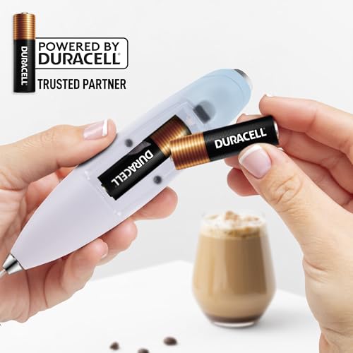 Zulay Kitchen Powerful Milk Frother Wand With Duracell Batteries - Ultra Fast Handheld Drink Mixer - Electric Whisk Foam Maker for Coffee, Lattes, Cappuccino & Matcha - Triple Whisk - Pale Cloud - color: 09 - Cloud, size: Triple Whisk + Batteries