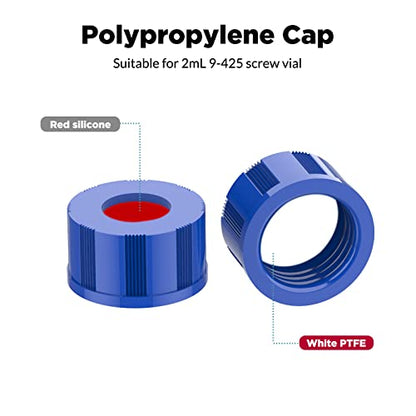 Membrane Solutions 2mL Autosampler Vials, 9-425 GC/HPLC Vials, 100 Pcs - size: Amber Vial & White PTFE septa