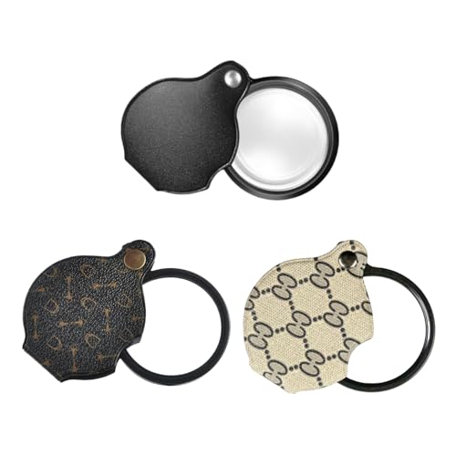 2PCS 15X Pocket Magnifying Glass Loupe with Leather Holster - color: Beige