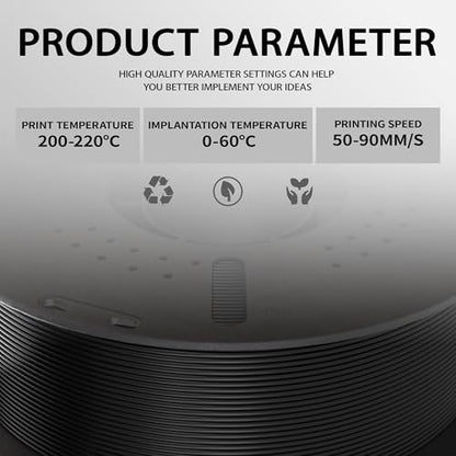 PLA+ Filament 1.75mm Black 2KG, Dimensional Accuracy +/- 0.02mm - color: Black(2pcs)