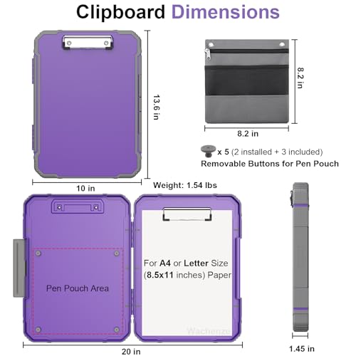 Clipboard, Clipboard with Storage, Heavy Duty Clip Boards 8.5x11, Protective Over Molded Edge, Plastic Clipboards, Contractor Folder with Internal Pen Pouch for Driver (Light Purple) - color: Light Purple